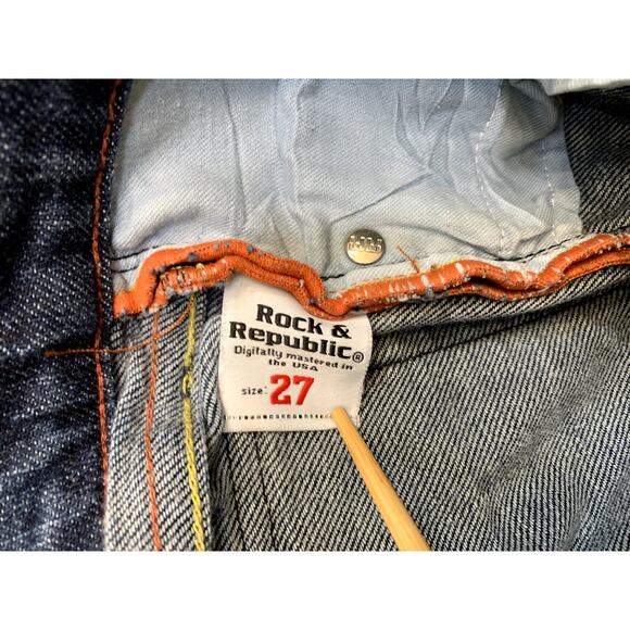 Rock & Republic Jeans Women Size 27 32x33 Blue Low Rise Wide Bottom Medium Wash - Picture 14 of 16